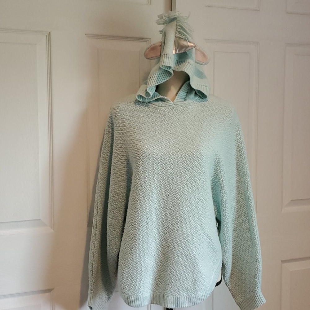 Girls poncho style sweater with unicorn hoodie